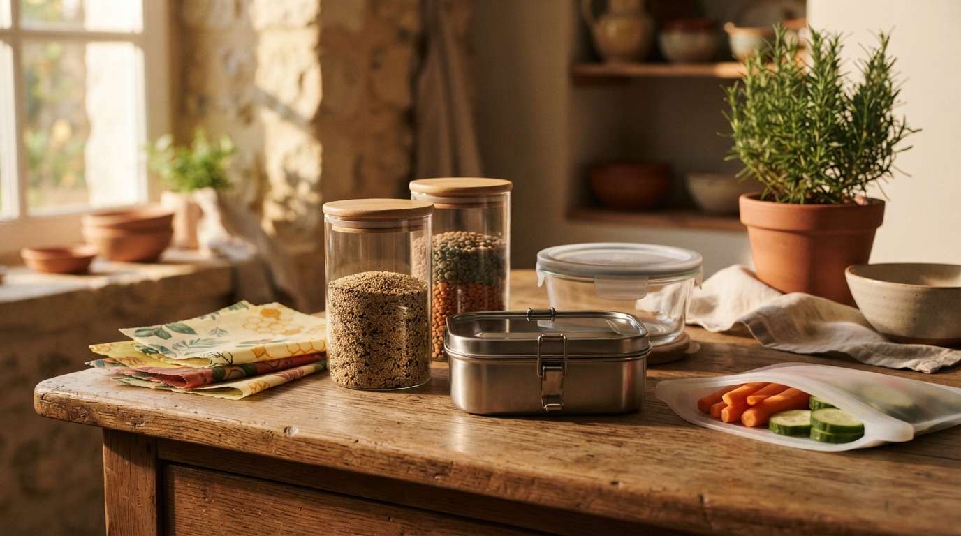 Editorial illustration for Choosing the Best Eco-Friendly Food Storage for Your Kitchen